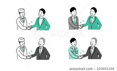 Illustration of men shaking hands of various occupations 1, vector 103053104