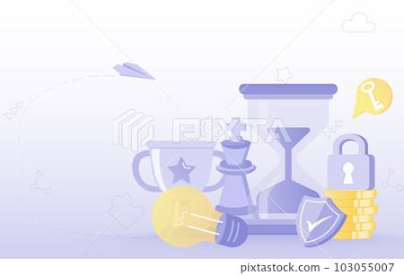 Business ideas concept. Time management with elements symbol financial for investment, work management, data protection, strategy and tactical planning. Business ideas concept. Time management with elements symbol financial for investment, work management, data protection, strategy and tactical planning. 103055007