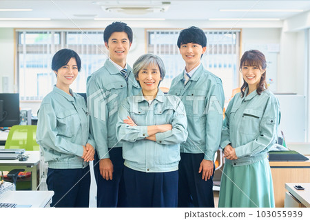 Business team of workers gathered in the office Business team of workers gathered in the office 103055939