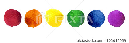 Watercolor Hand Painted Colorful Rainbow Set. Pride Flag Circles Isolated Watercolor Hand Painted Colorful Rainbow Set. Pride Flag Circles Isolated 103056969