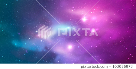 Vector space galaxy realistic illustration. Colorful nebula background 103056973