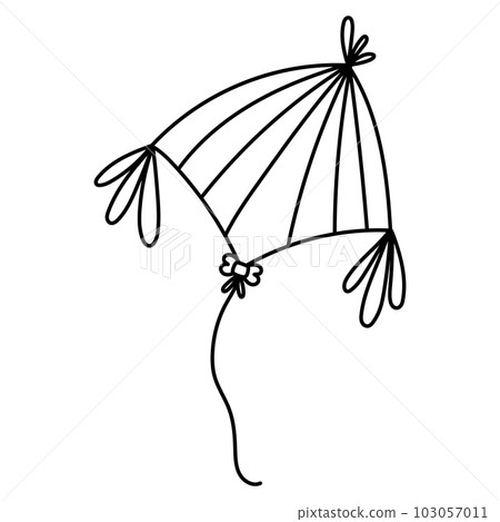 Doodle Kite illustration. Summer vector illustration in Hand Draw style. 103057011