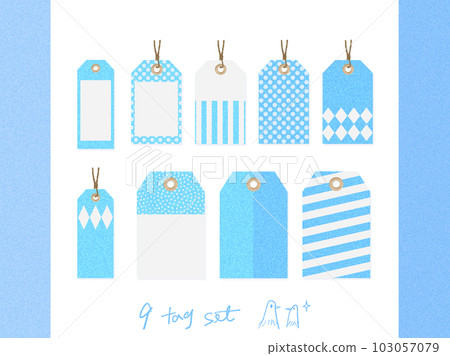 Stylish material set for labels (tags/tags) 9 pieces [light blue] label (tags) 103057079