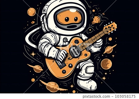Astronaut space rock guitar. Neural network AI generated art 103058175