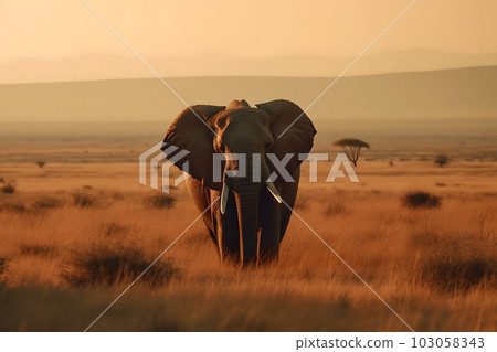 Elephant in the desert. Neural network AI generated art Elephant in the desert. Neural network AI generated art 103058343