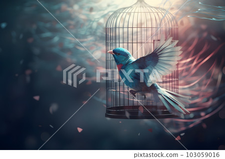 Bird in a cage. Neural network AI generated art 103059016