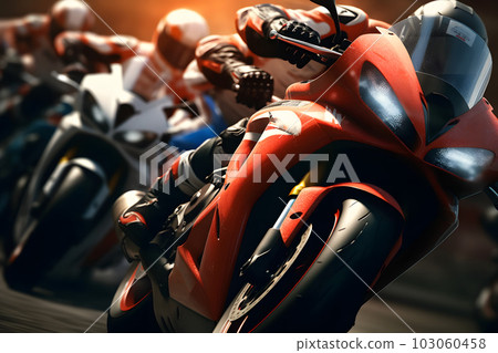 Professional motorcycle racers. Neural network AI generated art 103060458
