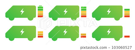 Ecological car charging. Indicator with different charge level 103060527