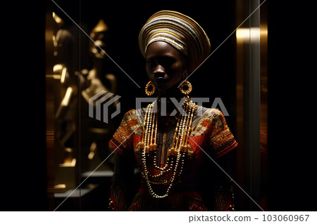 Beautiful African woman in ethnic dress. Neural network AI generated art 103060967