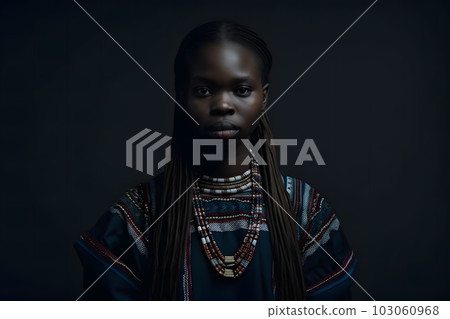Beautiful African woman in ethnic dress. Neural network AI generated art 103060968
