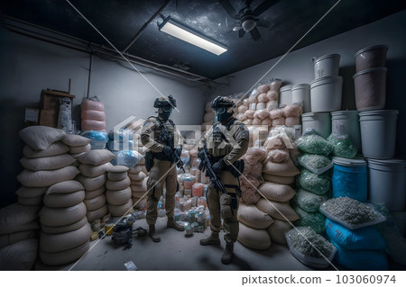Fully Armed Special Anti-Narcotics Task Forces Soldier. Neural network AI generated art 103060974