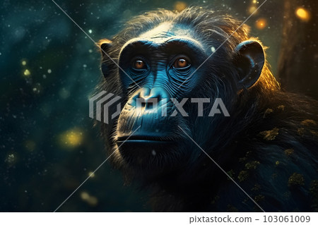 Monkey portrait. Neural network AI generated art Monkey portrait. Neural network AI generated art 103061009