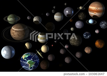 set of planets in the solar system. Neural network AI generated art set of planets in the solar system. Neural network AI generated art 103061647