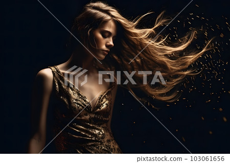 Fantasy portrait of woman in gold. Neural network AI generated art 103061656