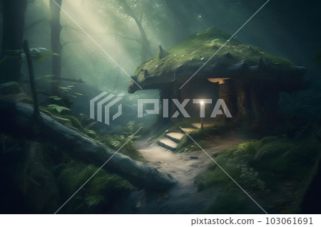 Fantastic world of mushrooms. Neural network AI generated art 103061691