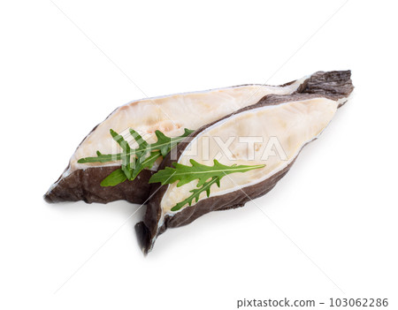 Raw white fish steaks Raw white fish steaks 103062286