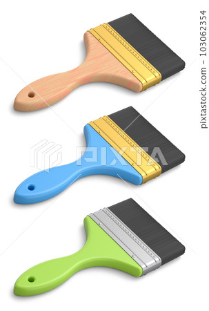 Set of paint bristle brushes for repair work and construction on white. 103062354