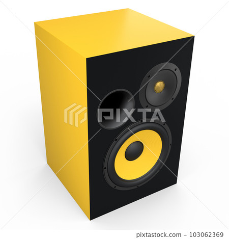 Hi-fi speakers with loudspeakers for sound recording studio on white background. 103062369