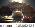 Water splash. Falling drop of rain. Neural network AI generated art 103062424