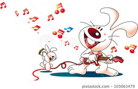 rabbit playing electric guitar 103063479