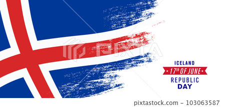 Iceland republic day greeting card, banner vector illustration. 103063587