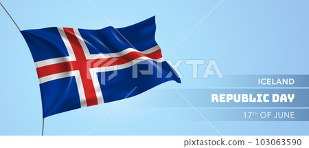 Iceland republic day greeting card, banner vector illustration. 103063590