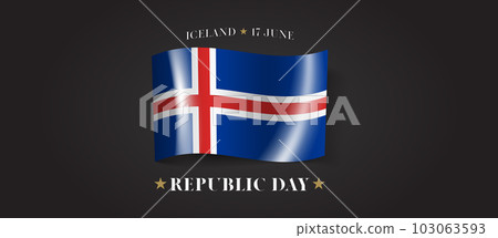 Iceland republic day greeting card, banner with template text vector illustration 103063593