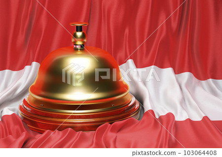 Reception bell on the Austrian flag background, 3D rendering 103064408