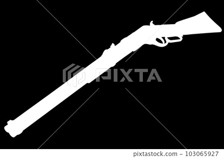 Old west period .44-40 Winchester lever-action repeating rifle M1866 white silhouette on black background 103065927