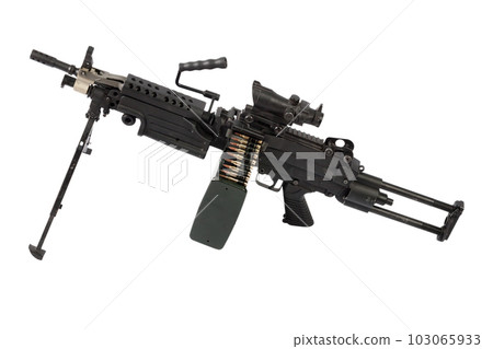 M249 "Para" light machine gun SAW - Squad Automatic Weapon, widely used in the U.S. Armed Forces. 103065933