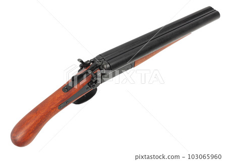 Sawn-off shotgun isolated on white. Sawn-off shotgun isolated on white. 103065960