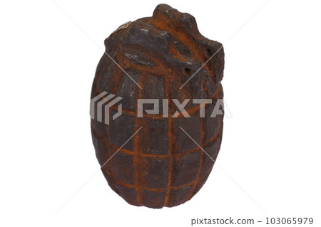 Rusty hand grenade WWI era. Rusty hand grenade WWI era. 103065979
