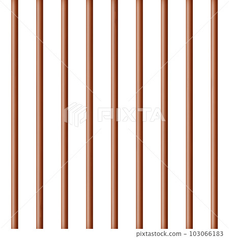 Realistic dark wooden lattice, rural picket fence. Farm or village house boundary, garden enclosing planks. Detailed wooden jail cage. Criminal background mockup. Creative vector illustration 103066183