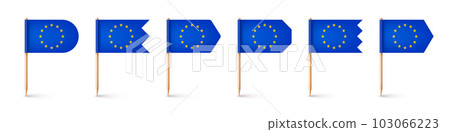 Realistic various European toothpick flags. Souvenir from Europe. Wooden toothpicks with paper flag. Location mark, map pointer. Blank mockup for advertising and promotions. Vector illustration Realistic various European toothpick flags. Souvenir from Europe. Wooden toothpicks with paper flag. Location mark, map pointer. Blank mockup for advertising and promotions. Vector illustration 103066223