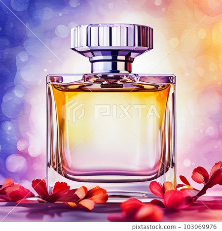 香水瓶和鮮花，生成 AI AI 圖像 103069976