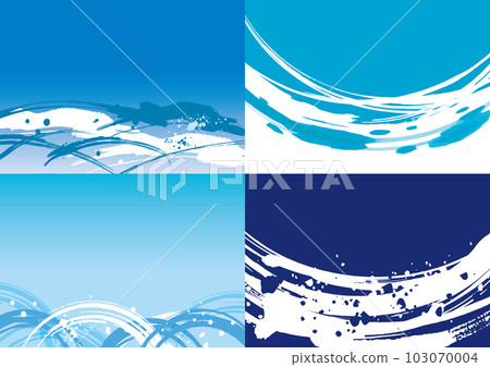 海浪水平插圖海報 海浪水平插圖海報 103070004