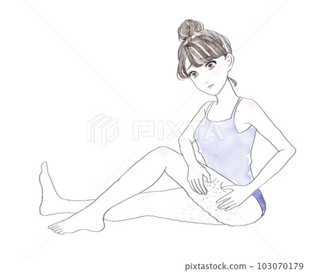 患有大腿脂肪團的女人 患有大腿脂肪團的女人 103070179