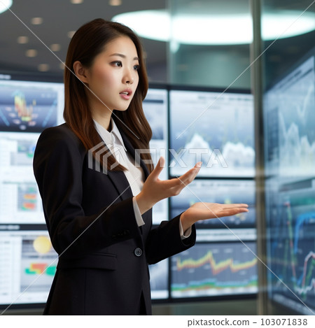 Business scene A woman giving a presentation Business scene A woman giving a presentation 103071838