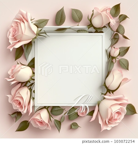 Romantic color in pastel roses of square shape frame with leave concept. Romantic color in pastel roses of square shape frame with leave concept. 103072254