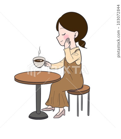 在咖啡廳喝咖啡的婦女 在咖啡廳喝咖啡的婦女 103072844