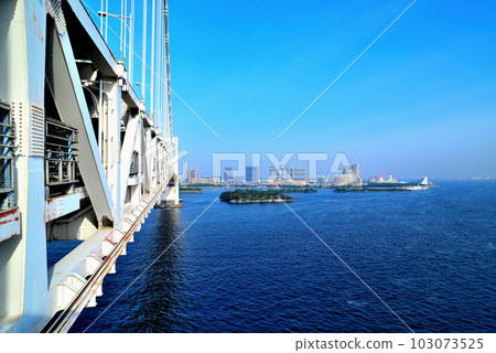 Scenery of Odaiba Seaside Park seen from Rainbow Bridge Scenery of Odaiba Seaside Park seen from Rainbow Bridge 103073525