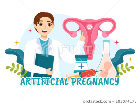 Artificial Pregnancy Vector Illustration with Couple After Successful Embryo Engraftment and Reproductology Health in Cartoon Hand Drawn Templates 103074173