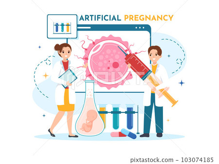 Artificial Pregnancy Vector Illustration with Couple After Successful Embryo Engraftment and Reproductology Health in Cartoon Hand Drawn Templates 103074185