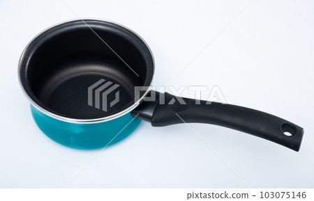 Small blue enameled saucepan with long handle Small blue enameled saucepan with long handle 103075146