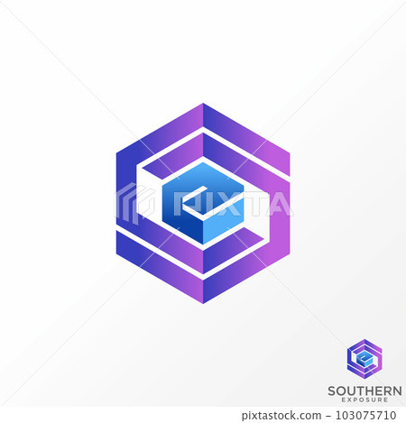 SQ logo hexagon designs, best monogram initial logo with hexagonal