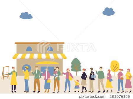 People queuing at a popular store People queuing at a popular store 103076306