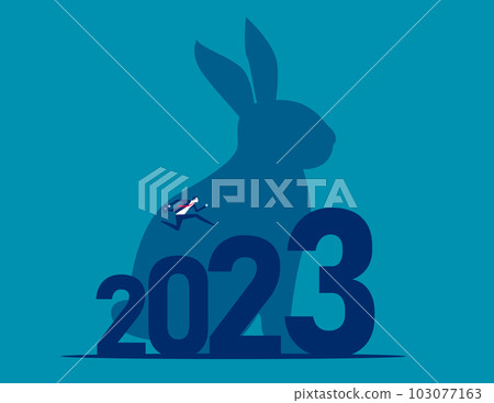 Business person climbing the 2023. Successful business idea Business person climbing the 2023. Successful business idea 103077163