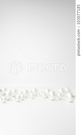 A space with multiple beautiful pearls on a white background. background material. (Vertical) 103077185