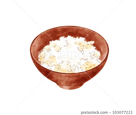 白米飯盛在無釉碗中 103077221