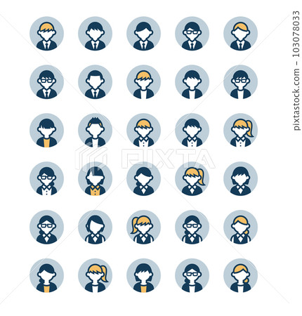 Vector icon set of office worker in suit and office worker in vest 103078033